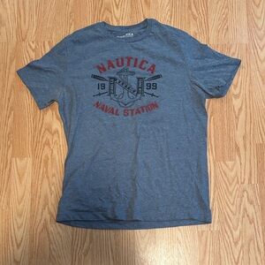 Nautica Blue Short-Sleeve Graphic Tee with Red Crest